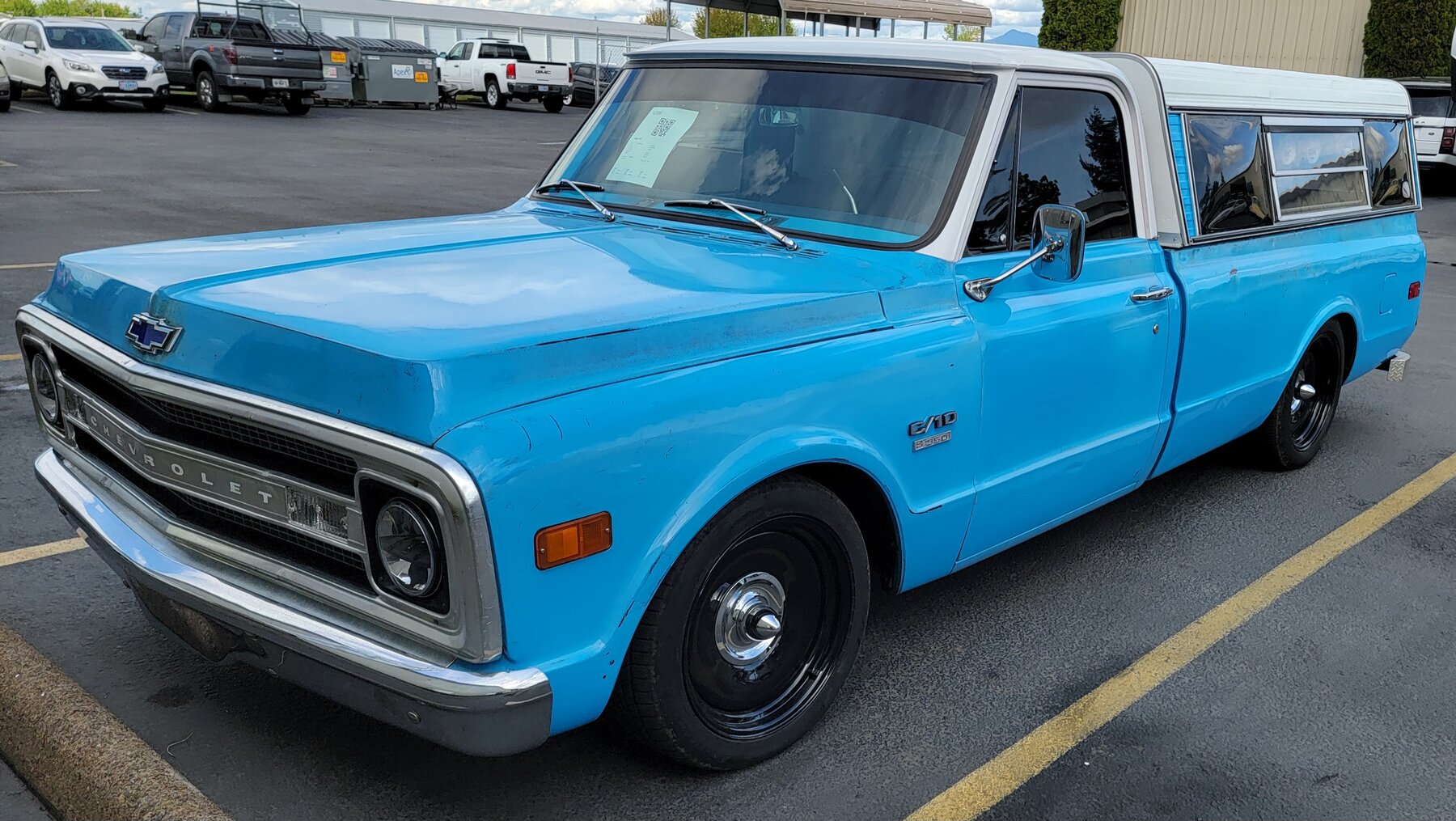 Classic blue Chevrolet C10 pickup detailed in Eugene, Oregon